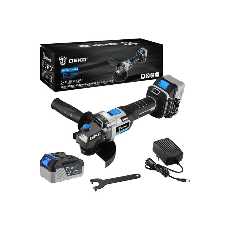 DEKO DKAG20 ушм аккумуляторная (2 x 5 Ач, ЗУ) 063-4028