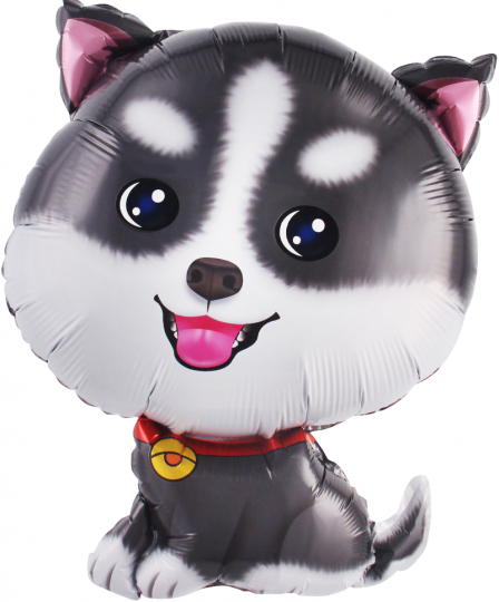 Хаски щеночек шар фольгированный с гелием