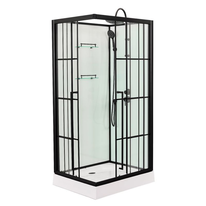 Душевая кабина Loranto 90х90 без крыши, правосторонняя, поддон 14 см, прозрачное стекло CS-3008TM/W-90R