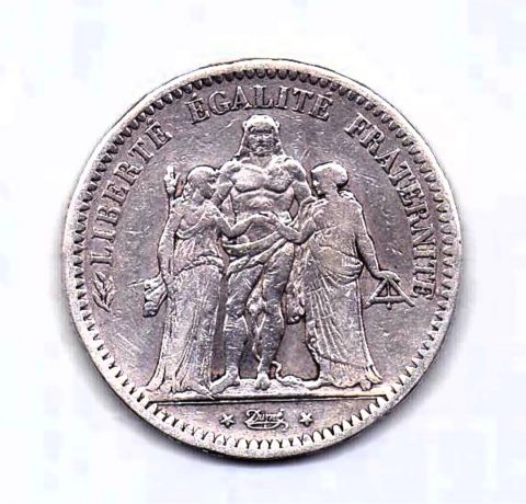 5 франков 1849 Франция XF Редкий год