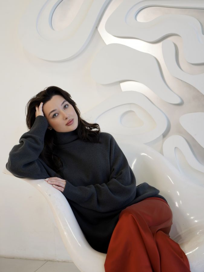 Свитер из кашемира графит