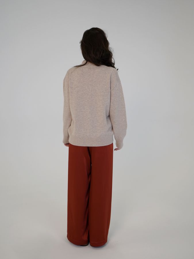 Брюки из сатина огненные