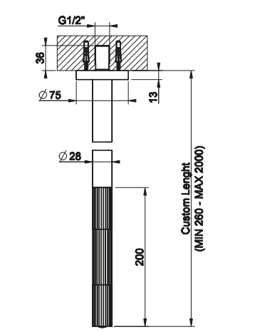 Излив Gessi Incastri 75199 потолочный высота 26-200 см ФОТО