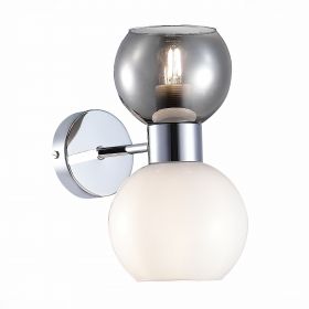 SLE1138-101-02 Светильник настенный Хром/Белый, Дымчатый E27 2*60W