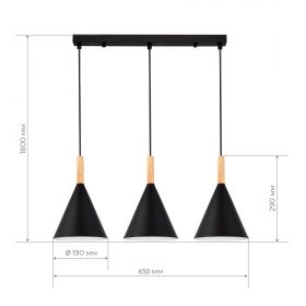 SLE1255-403-03 Светильник подвесной Черный/Черный E27 3*40W.