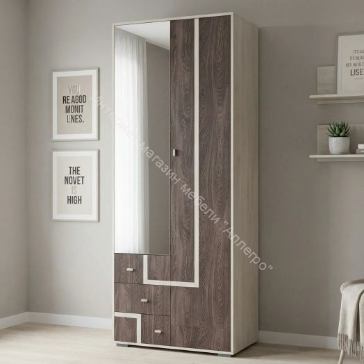 Шкаф 2-х дверный для одежды и белья Омега 16 с зеркалом