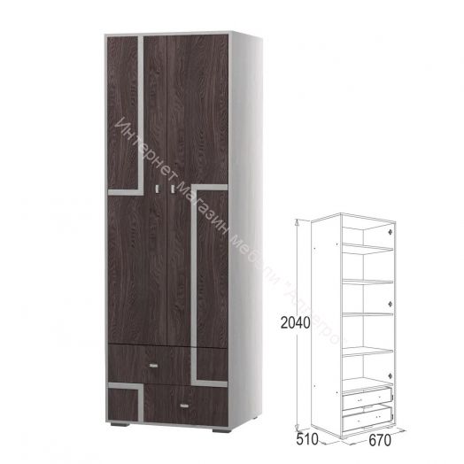 Шкаф 2-х дверный для белья Омега 16 с полками