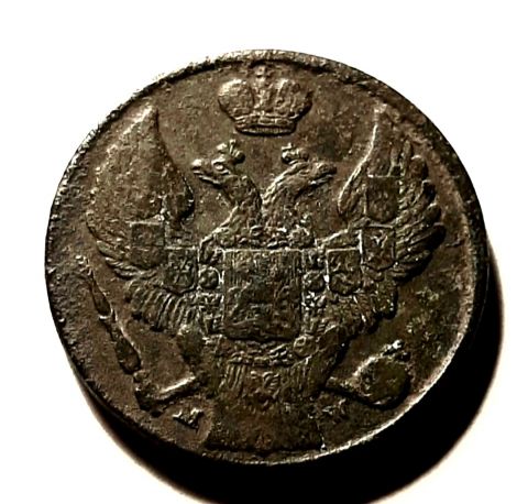 3 гроша 1837 MW Польша AUNC Российская Империя Редкий год