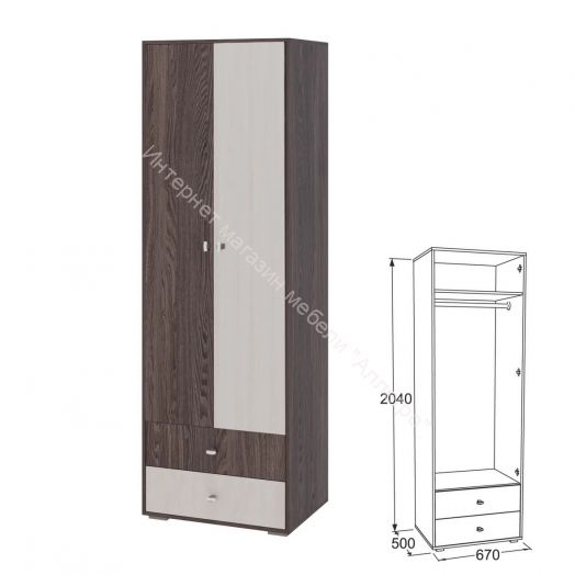 Шкаф 2-х дверный для одежды Омега 18