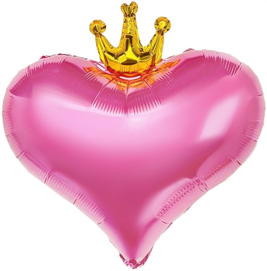 Сердце розовое с короной с гелием