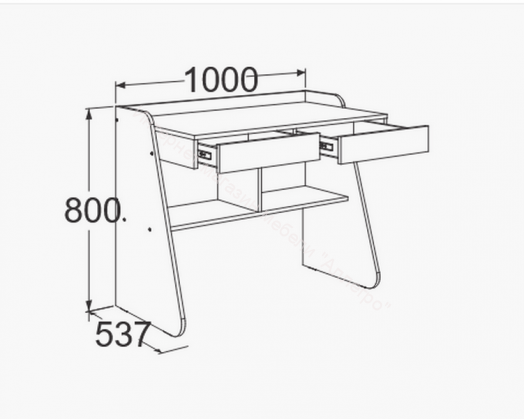 Стол письменный Омега 3 с 2-мя ящиками