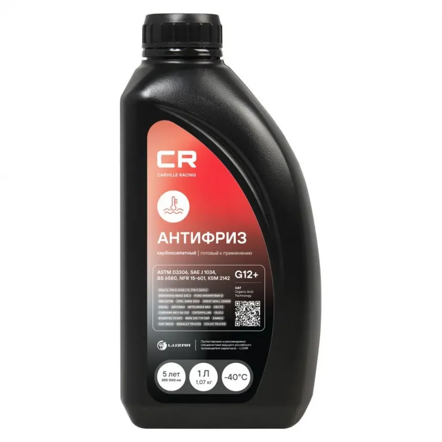 CARVILLE RACING Антифриз карбоксилатный флуоресцентный -40°С, OAT, G12+, 1л