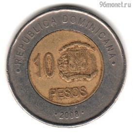 Доминикана 10 песо 2008