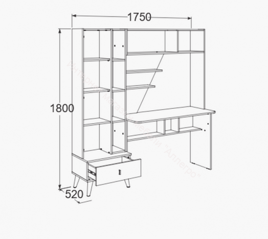 Стол письменный Омега 3 с надстройкой