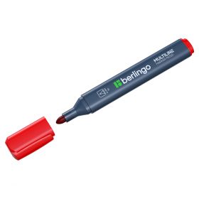 Маркер перманентный Berlingo "Multiline PE320" красный, пулевидный, трехгранный, 3мм 312830