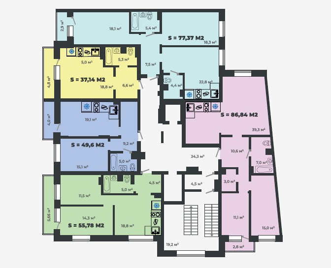 2-комнатная квартира 49,6кв.м. Чертыгашева 164