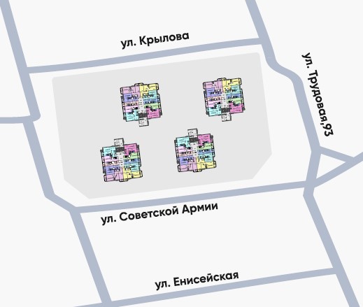 2-комнатная квартира 52,33кв.м. Трудовая, 93