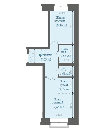 2-комнатная квартира 39,7кв.м.Буденного 78В
