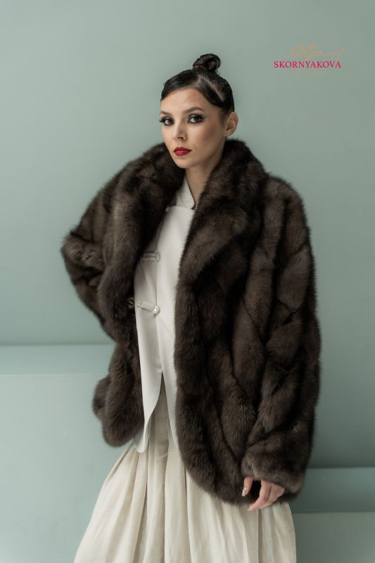 Куртка меховая соболиная. В авторской эксклюзивной раскладке рукав
