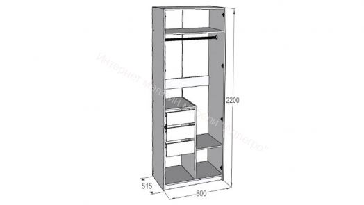 Шкаф 2-х дверный Ольга 6 со скрытыми ящиками