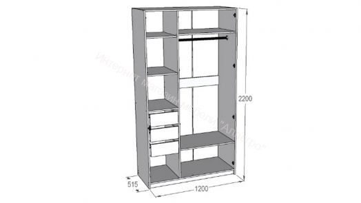 Шкаф 3-х дверный Ольга 6 со скрытыми ящиками