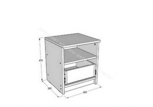 Тумба прикроватная Ольга 6 с ящиком Серый шифер
