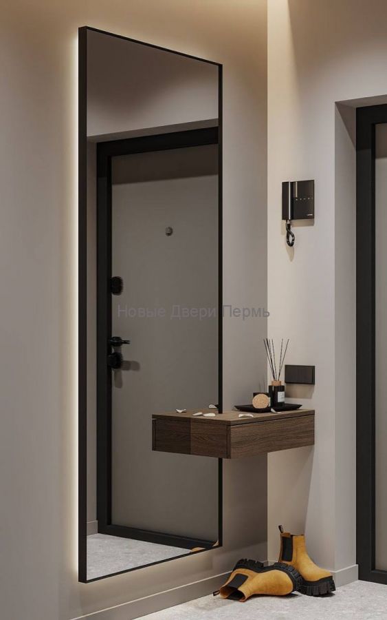 Зеркало с подсветкой прямоугольное в металлической раме