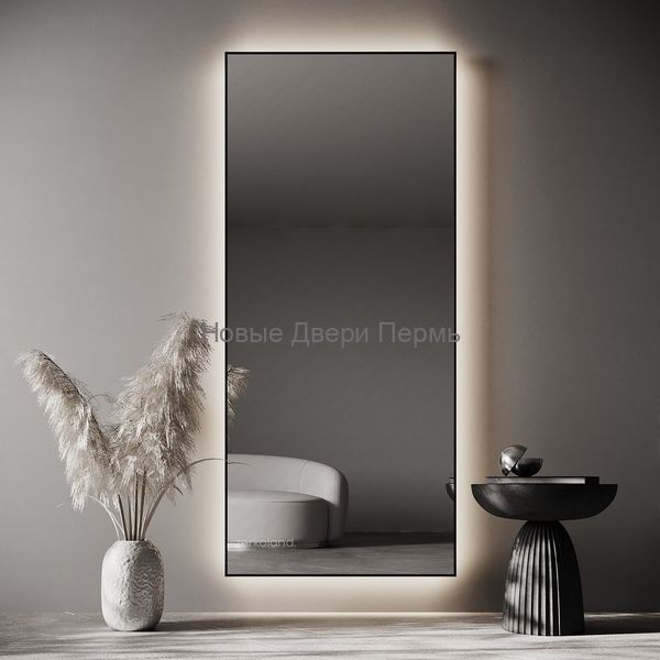 Зеркало с подсветкой прямоугольное в металлической раме