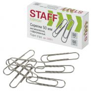 Скрепки большие 50 мм гофрированные 50 шт., STAFF «EVERYDAY», металлические, РОССИЯ, 220011