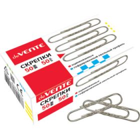 Скрепки металлические "deVENTE" гофрированные оцинкованные 50 мм, 50 шт в картонной коробке 4135312