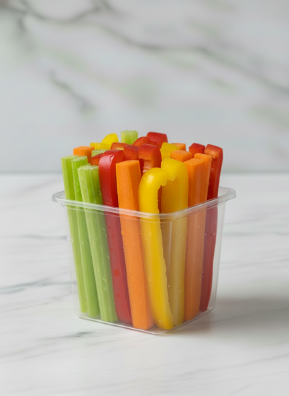 Контейнер с сельдереем, морковью, красным и желтым перцем 200г