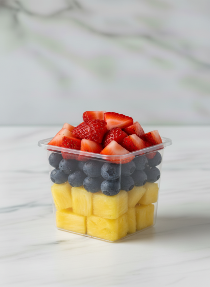 Стакан фруктовый, клубника, ананас, черника 200 гр