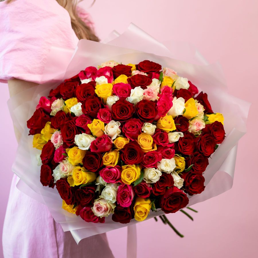 Роза микс 101 шт (Кения, 40см)