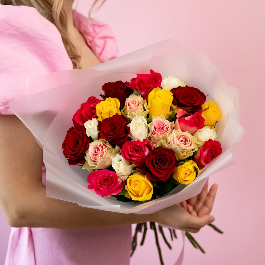 Роза микс 25 шт (Кения, 40см)