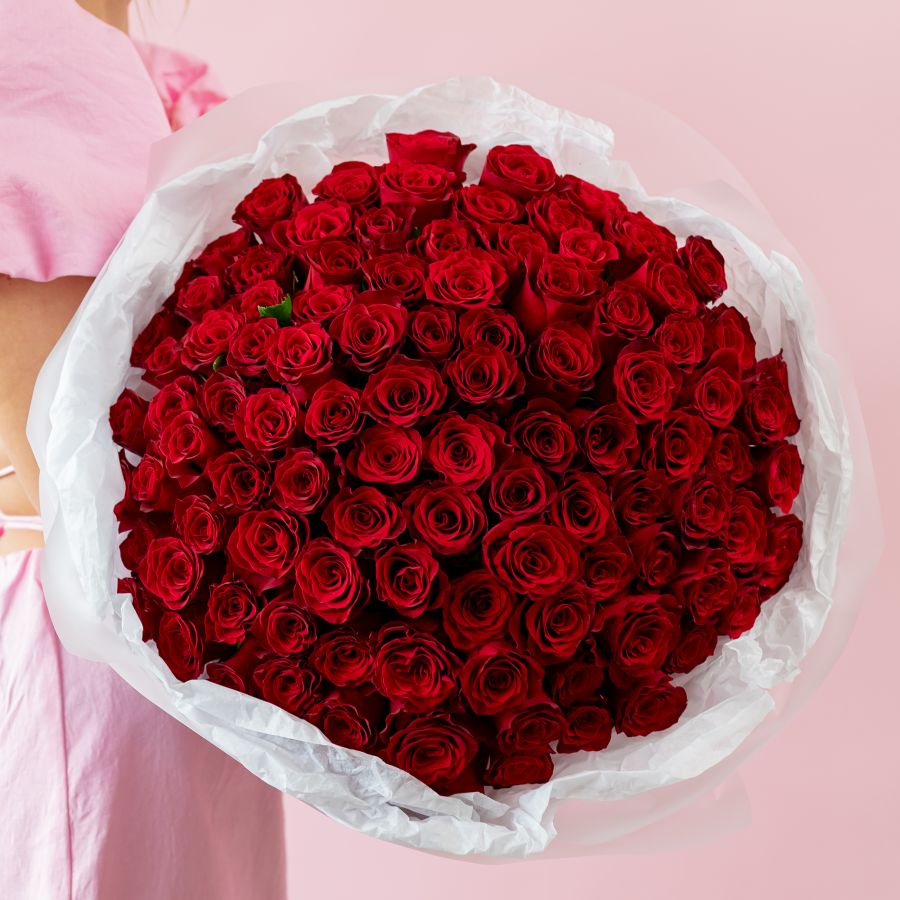 Красная роза 101шт (40см)