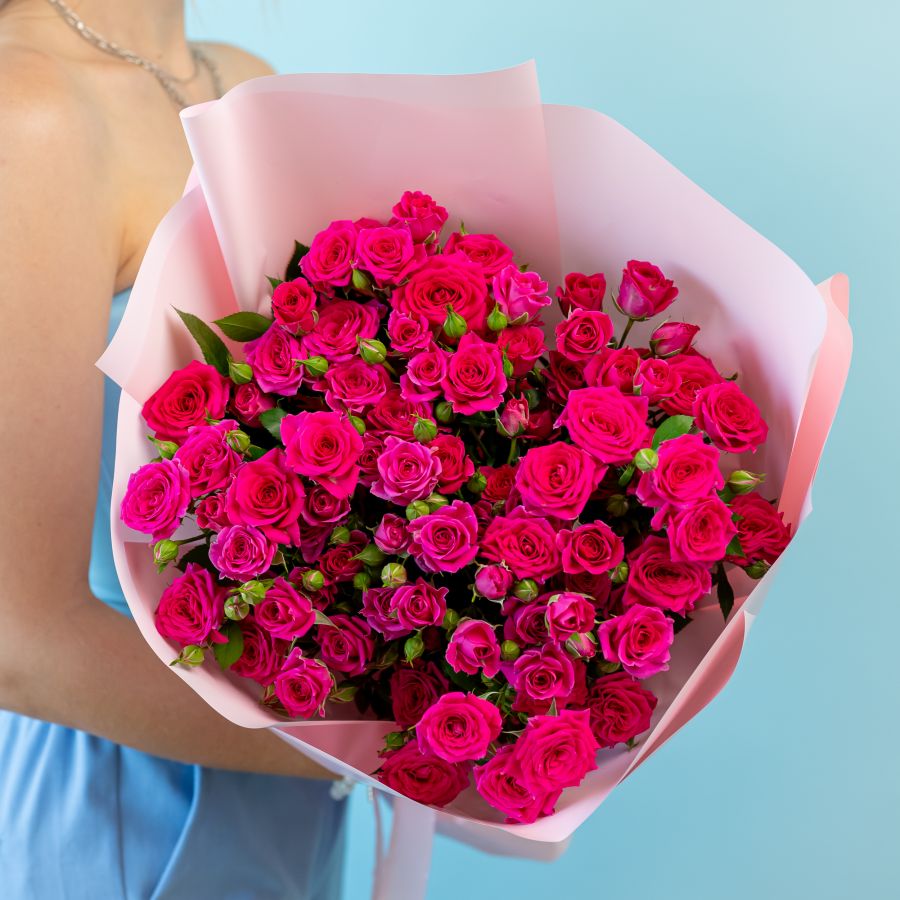 Кустовая роза 15 шт (розовая)