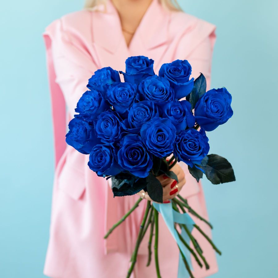 Синяя роза 15 шт
