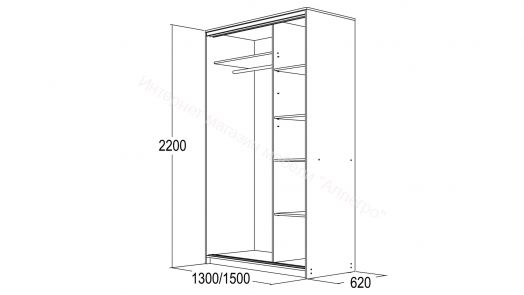 Шкаф-купе "Мираж 13.1" 2-х дверный с зеркалом Ясень анкор темный/Ясень анкор светлый