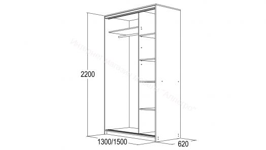 Шкаф-купе "Мираж 15.1" 2-х дверный с зеркалом Ясень анкор темный/Ясень анкор светлый