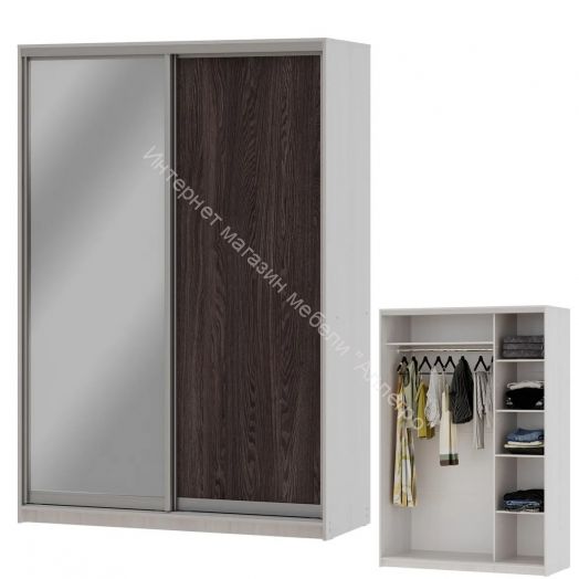 Шкаф-купе "Мираж 15.1" 2-х дверный с зеркалом Ясень анкор светлый/Ясень анкор темный