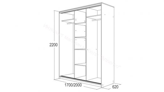 Шкаф-купе "Мираж 20.1" 3-х дверный с зеркалом Ясень анкор светлый