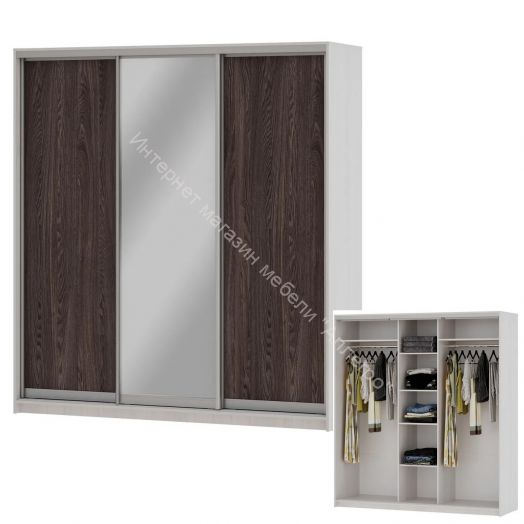 Шкаф-купе "Мираж 20.1" 3-х дверный с зеркалом Ясень анкор светлый/Ясень анкор темный