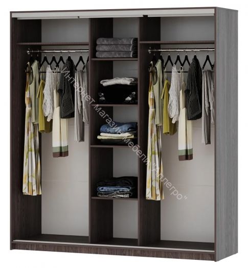 Шкаф-купе "Мираж 20.1" 3-х дверный с зеркалом Ясень анкор темный/Ясень анкор светлый