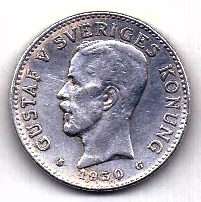 2 кроны 1930 Швеция Редкий год
