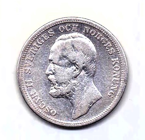 2 кроны 1900 Швеция XF Редкий год