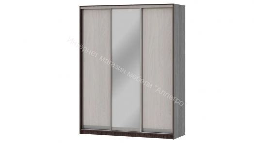 Шкаф-купе "Мираж 17.1" 3-х дверный с зеркалом Ясень анкор темный/Ясень анкор светлый