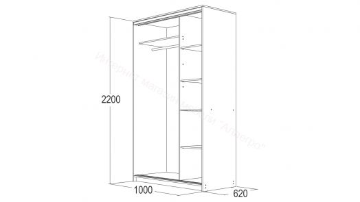 Шкаф-купе "Мираж 10.2" 2-х дверный Ясень анкор светлый