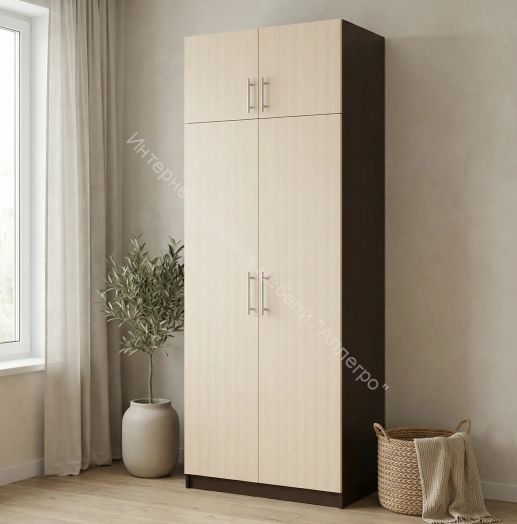 Шкаф 2-х дверный Флагман 4 с перегородкой Венге/Млечный дуб