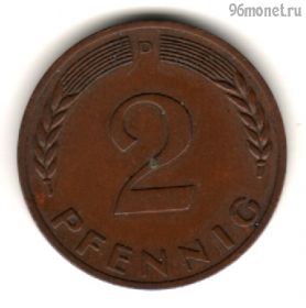 ФРГ 2 пфеннига 1968 D