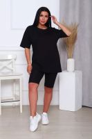 Костюм спортивный футболка и велосипедки КЖ-002 [черный]